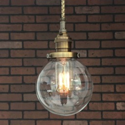 "Industrial Pendant Light -Antique Brass 5"" Small Glass Globe Shade with Patented ""Huila Electrical Connectors" - thumbnail 2