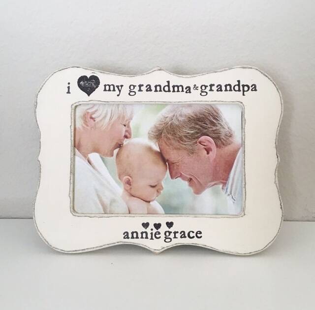 Personalized Grandparents Picture Frame Hand Stamped, Distressed Wood - image 1
