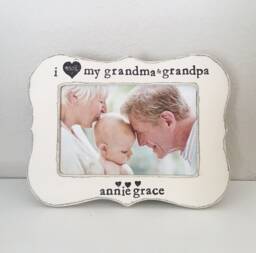 Personalized Grandparents Picture Frame Hand Stamped, Distressed Wood - thumbnail 1