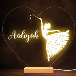 Girls Ballerina Girl Name Personalised Gift Warm White Lamp Night Light - thumbnail 1
