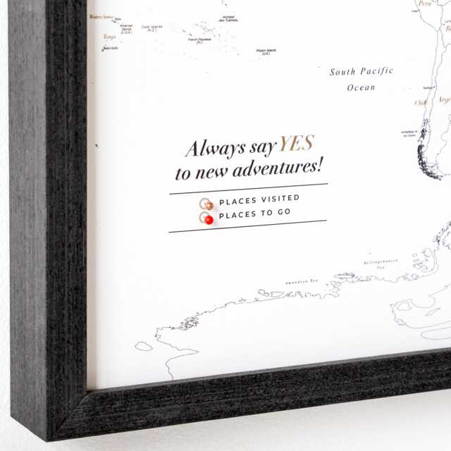 Push Pin Mini World Travel Map Canvas, Framed Small Board To Mark Places You Have Been, Minimal Pinnable Tracker Locations - image 1