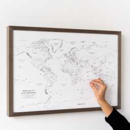 Push Pin Mini World Travel Map Canvas, Framed Small Board To Mark Places You Have Been, Minimal Pinnable Tracker Locations - thumbnail 3