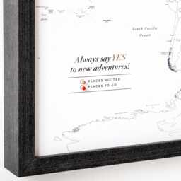 Push Pin Mini World Travel Map Canvas, Framed Small Board To Mark Places You Have Been, Minimal Pinnable Tracker Locations - thumbnail 1