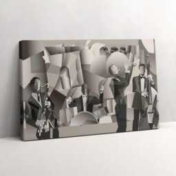 Orchestra Made Of Geometric Figures Canvas, Picture Wall Hanging, Gray Art, Abstraction Canvas Painting - thumbnail 2