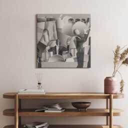 Orchestra Made Of Geometric Figures Canvas, Picture Wall Hanging, Gray Art, Abstraction Canvas Painting - thumbnail 3
