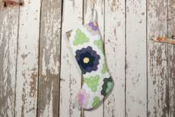 Vintage Hand-Stitched Quilt Christmas Stocking Grandma's Garden Decor
