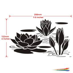 Water Lily Stencil, For Walls, Art & Furniture, . St47 - thumbnail 2