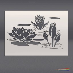 Water Lily Stencil, For Walls, Art & Furniture, . St47 - thumbnail 3