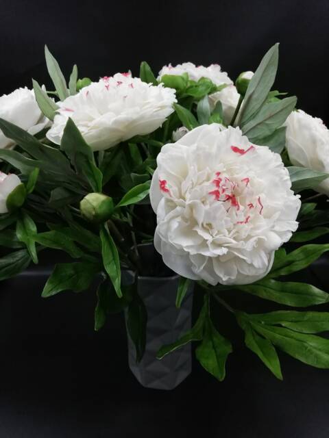 Handmade Polymer Clay White Peony Bouquet Floral Arrangement - image 1