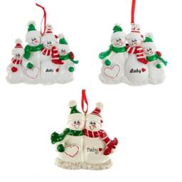 Personalized Snowman Family Christmas Ornament, Expecting Baby Gift - thumbnail 2