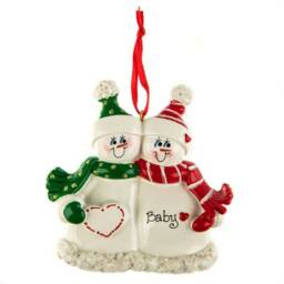 Personalized Snowman Family Christmas Ornament, Expecting Baby Gift - thumbnail 3