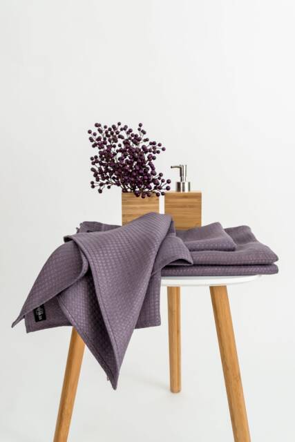 Plum Waffle Linen Bath Towel, European Handmade - image 1