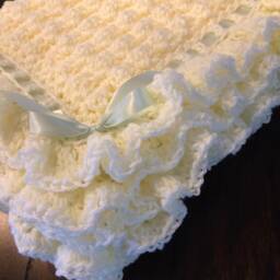 Cream Baby Blanket - Creamy White Crochet Antique New Gift Shower - thumbnail 2