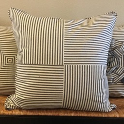 Black Ticking Stripe Pillow Cover Farmhouse Decor - 20x20 Inch - thumbnail 2