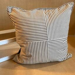 Black Ticking Stripe Pillow Cover Farmhouse Decor - 20x20 Inch - thumbnail 4