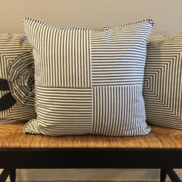 Black Ticking Stripe Pillow Cover Farmhouse Decor - 20x20 Inch - thumbnail 3