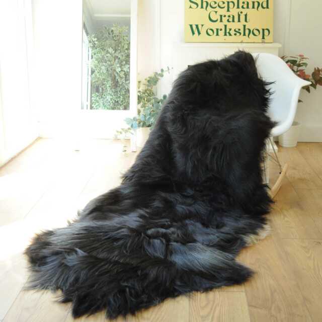 100% Undyed Rare Breed Icelandic Sheepskin Double - Black & Ivory Handmade in Somerset - image 1