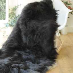 100% Undyed Rare Breed Icelandic Sheepskin Double - Black & Ivory Handmade in Somerset - thumbnail 3