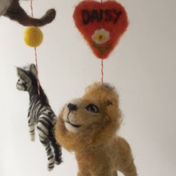 Crib Mobile/Safari Mobile/Felted Safari Animals Mobile/Needle Felted Cot Mobile/Baby Shower Gift/Newborn Gift - thumbnail 3