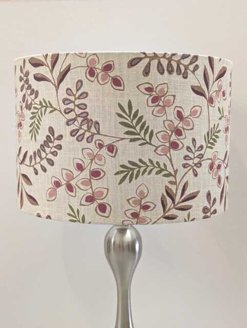 Wilton Berry Botanical Lampshade, Pink Purple Floral Drum Shade, Table Lamp Ceiling Light - image 1