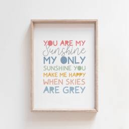 3 Girls Nursery Prints, You Are My Sunshine, Rainbow Wall Art, Bedroom Art - thumbnail 3