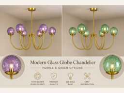 Castle 6-Light Brass Chandelier - Brushed With Green & Purple Globe Pendant Light Medieval Inspired Ceiling Fixture - thumbnail 1