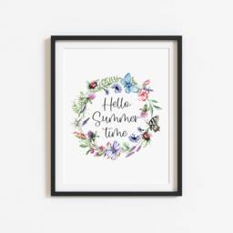 Summer Floral Wreath Print Watercolour Wildflower Wall Art - Unframed - thumbnail 3