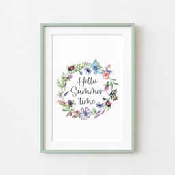 Summer Floral Wreath Print Watercolour Wildflower Wall Art - Unframed - thumbnail 2