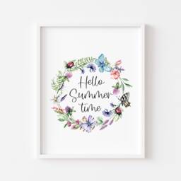 Summer Floral Wreath Print Watercolour Wildflower Wall Art - Unframed - thumbnail 1