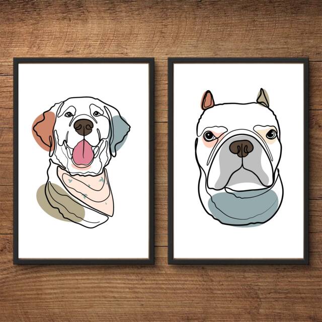 Pet Portrait Line Art Animal Cat Dog Horse Digital Keepsake Remembrance - image 1