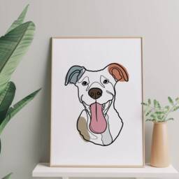 Pet Portrait Line Art Animal Cat Dog Horse Digital Keepsake Remembrance - thumbnail 2