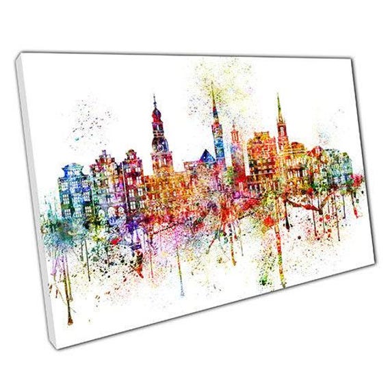 Canvas Print Of Colourful Stockholm Skyline Landmarks Wall Art For Home Office Decor - image 1