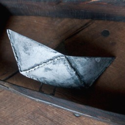 Welded Iron Origami Boat Sculpture in Reclaimed Wood Frame, 6Th Anniversary Gift By The Steel Style Things - thumbnail 4