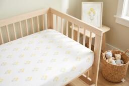 Floral Crib Sheet Buttercup Yellow Rose Cotton Fitted Bedding Block Flowers - thumbnail 1