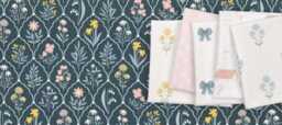 Floral Crib Sheet Buttercup Yellow Rose Cotton Fitted Bedding Block Flowers - thumbnail 2