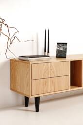 "Vinyl Record Cabinet Oak ""Marigold" - thumbnail 1