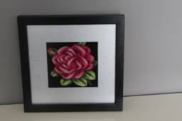 Cross Stitch Framed Picture/Pink Rose/Handmade Embroidered Picture/Cross Wall Art Decor