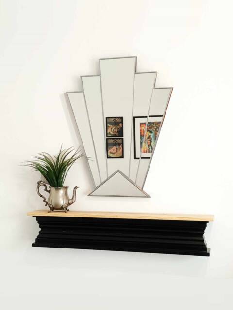 Art Deco Mirror, Handmade Mirror, Handcrafted Art Deco Style, Black Gold Mirror - image 1