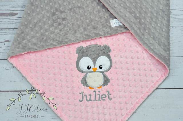 Owl Personalized Baby Blanket-Owl Baby Blanket-Personalized Minky Blanket-Minky Blanket-Minky Blanket-Baby Girl Minky Blanket - image 1