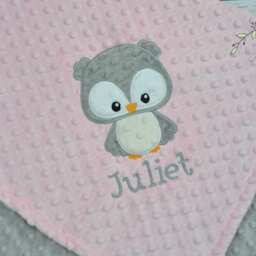 Owl Personalized Baby Blanket-Owl Baby Blanket-Personalized Minky Blanket-Minky Blanket-Minky Blanket-Baby Girl Minky Blanket - thumbnail 3