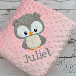 Owl Personalized Baby Blanket-Owl Baby Blanket-Personalized Minky Blanket-Minky Blanket-Minky Blanket-Baby Girl Minky Blanket - thumbnail 2