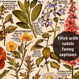 Vintage Flowers - A4 & A3 Print - Includes Funny Hidden Message Dark Academia, Cottagecore, Witchy Aesthetic, Gothic, Quirky Art Poster - thumbnail 2