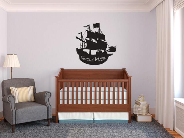 Personalized Pirate Sailing Ship - Wall Decal Custom Vinyl Art Stickers - image 1