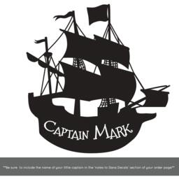 Personalized Pirate Sailing Ship - Wall Decal Custom Vinyl Art Stickers - thumbnail 3