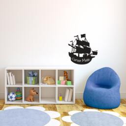 Personalized Pirate Sailing Ship - Wall Decal Custom Vinyl Art Stickers - thumbnail 2