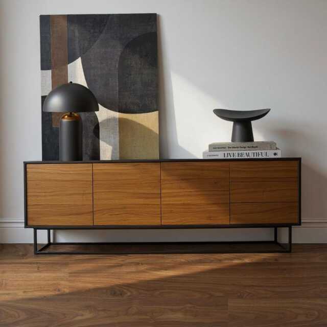 Sideboard - Midcentury Modern, Walnut, Black - image 1