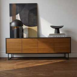 Sideboard - Midcentury Modern, Walnut, Black - thumbnail 1