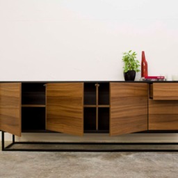 Sideboard - Midcentury Modern, Walnut, Black - thumbnail 2