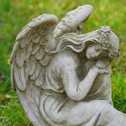 Large Resting Angel Stone Statue Outdoor Garden Ornament Fairy Cherub Sculpture - thumbnail 3