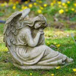 Large Resting Angel Stone Statue Outdoor Garden Ornament Fairy Cherub Sculpture - thumbnail 2